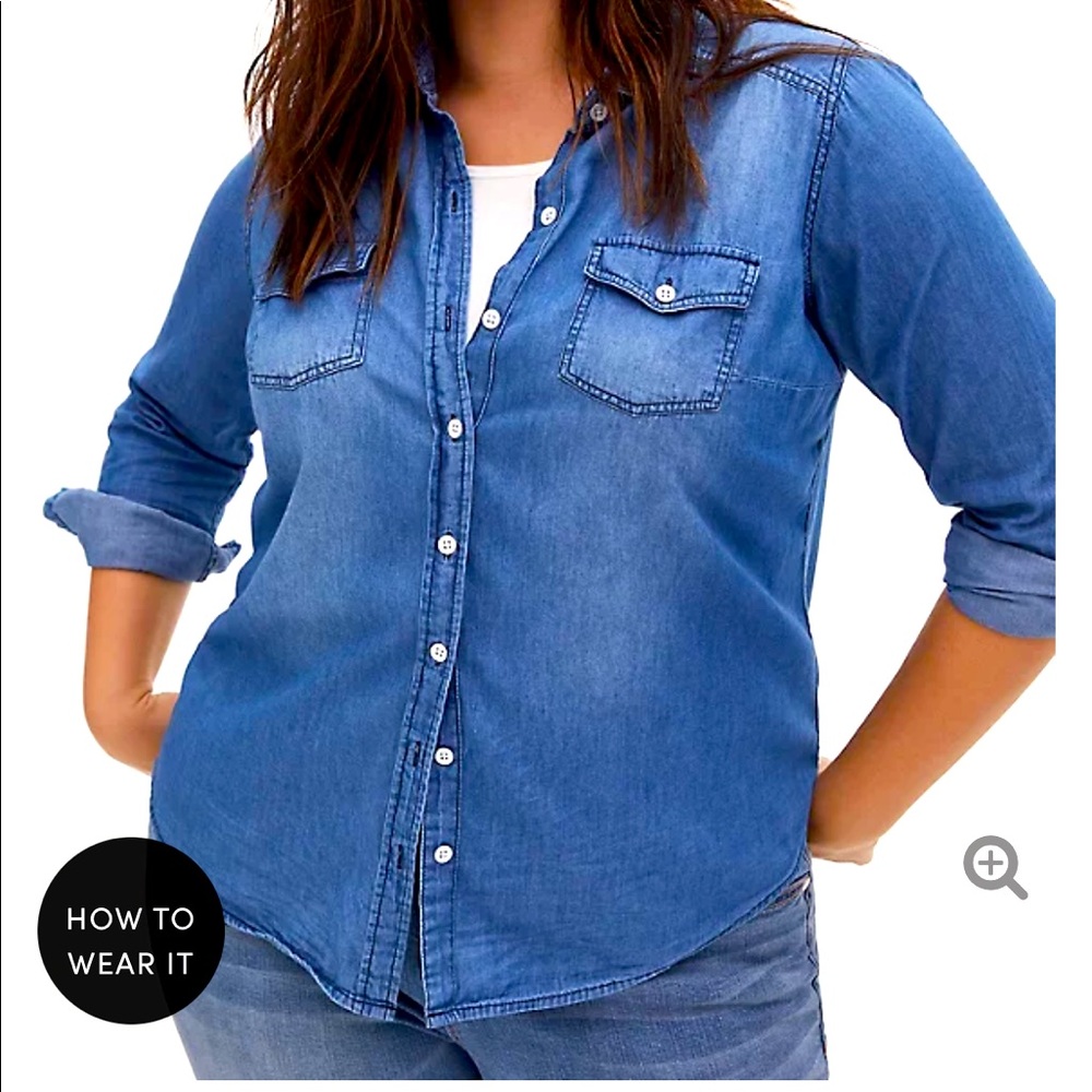 Torrid denim button up shirt